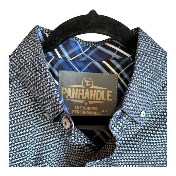 Panhandle Tuf Cooper Men's Geometric Blue Long Sleeve Shirt Size L - Picture 4 of 6